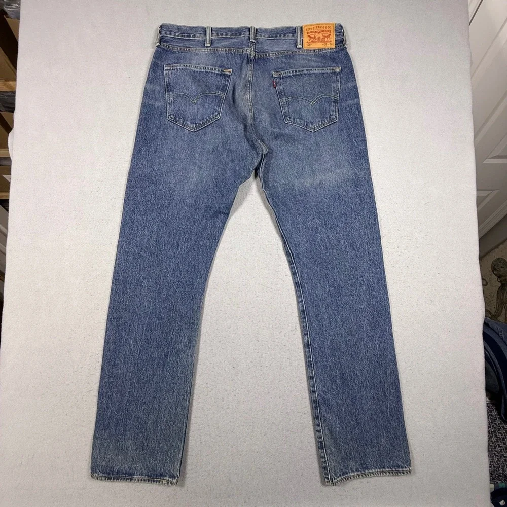 Levis 501 Original Fit Mens Medium Wash Blue Denim Straight Leg Jeans 38x34